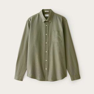 frank & oak - The Jasper Oxford Organic Cotton Shirt in Dark Green (size small)